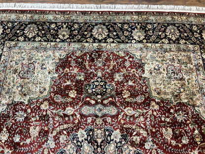 Persian Rug 8x10 Hand Knotted Wool Vintage Carpet Dome Medallion Floral Design