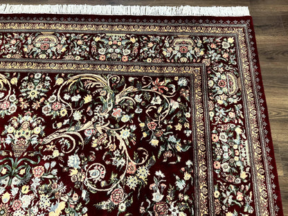 Burgundy Persian Rug 8x10, Pak Persian Floral Carpet, Very Fine 300 KPSI