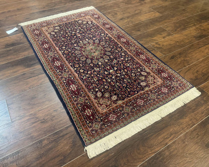 Indo Kashmiri Rug 3x5, Navy Blue, Very Fine 400 KPSI, Pair B