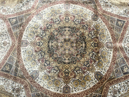 Turkish Silk Rug 8x10 Hereke Dome Design Bamboo Silk Carpet New