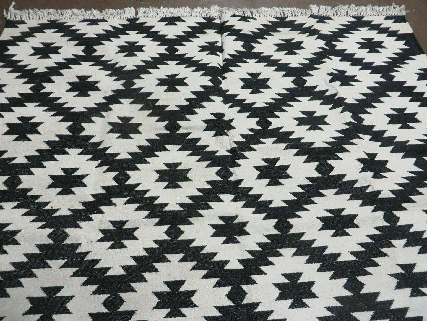 Hand Woven Wool Rug 4 Ft By 6 Ft Kilim Dhurrie Modern Oriental Area Rug Reversible