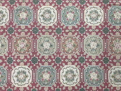 Square Aubusson Rug 9x9, Panel Design, European French English Carpet, Wool