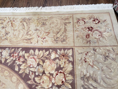 Chinese Aubusson Savonnerie Wool Silk Hand Knotted Rug 8x12 Birds Flowers Master Weaver Signature