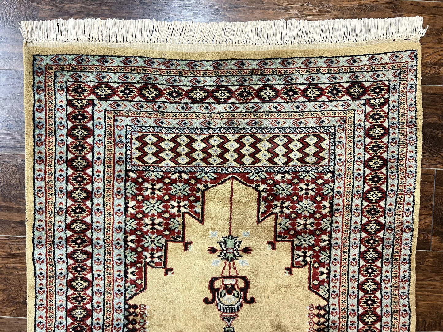 Bokhara Prayer Rug 3x5 Hand Knotted Vintage Wool Carpet Pakistani Turkoman