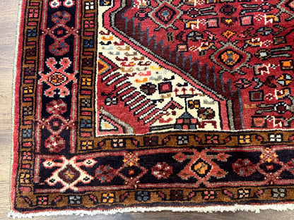 Persian Hamadan Rug 4x7 Tribal Malayer Carpet Red Ivory Bohemian Antique