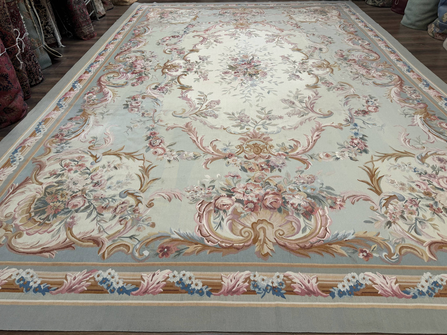 Aubusson Rug Palace Size 11x16 Hand Knotted Wool Carpet For Luxury Living