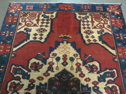 Antique Turkish Wool Rug Handmade 4 By 7 Veg Dye Allover Pattern