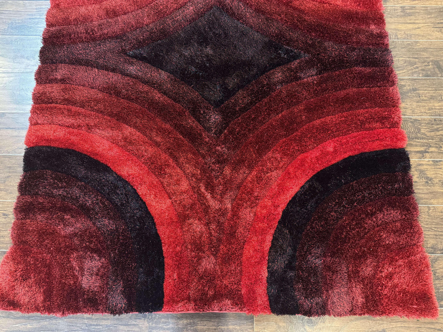 Red And Black Wool Shag Rug 5x7 Pair A Modern Area Decor For Living Rooms