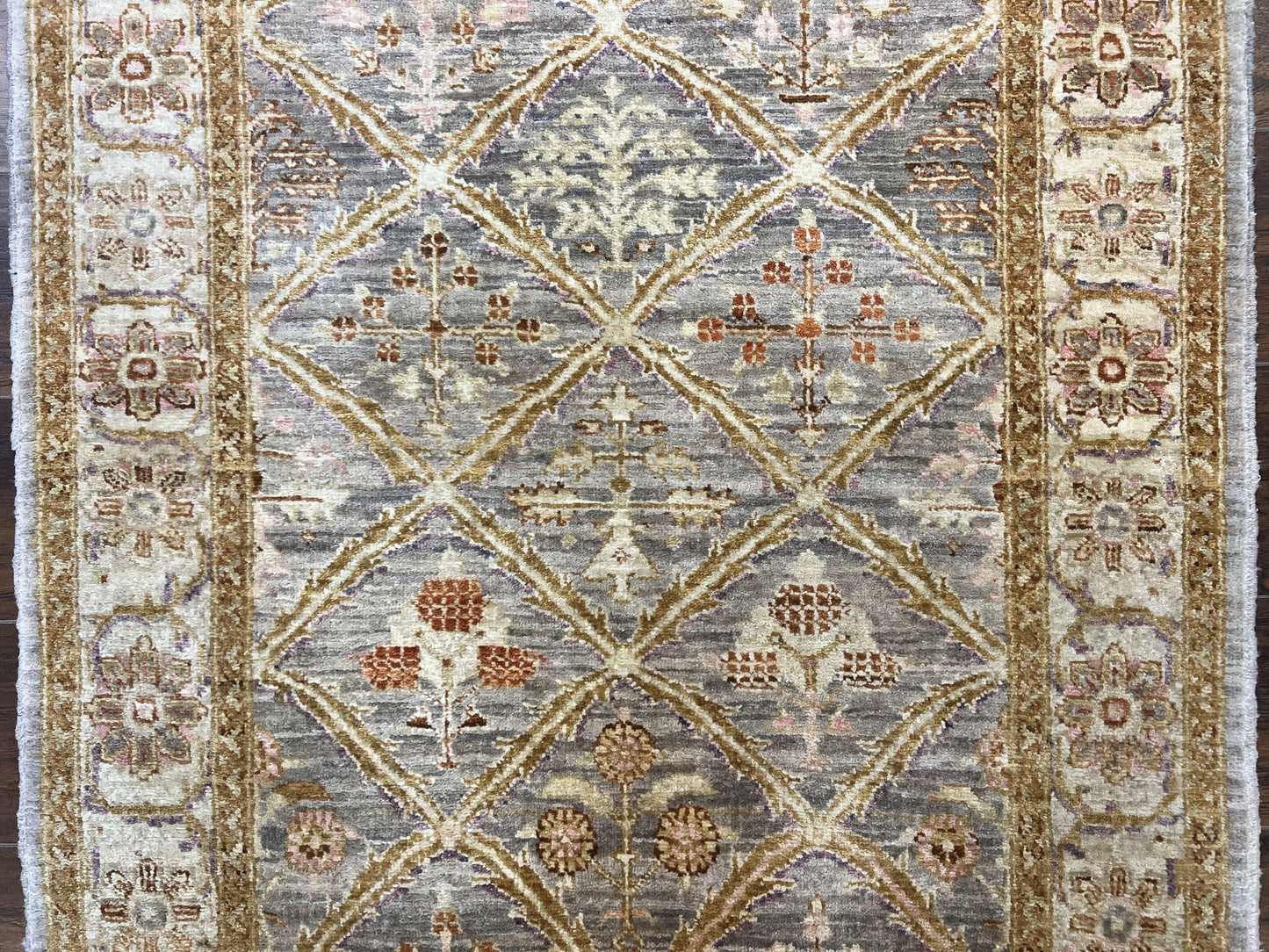 Peshawar Rug 3.6 By 5 Handmade Wool Hand Knotted Vintage Panel Design Oriental Carpet