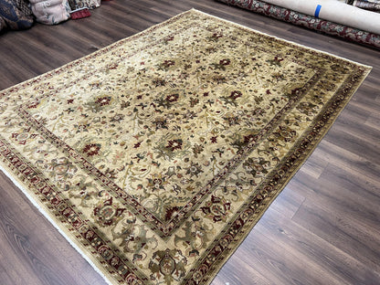 Indo Persian Mahal Rug 8x10 Handmade Hand Knotted Wool Carpet With Floral Design