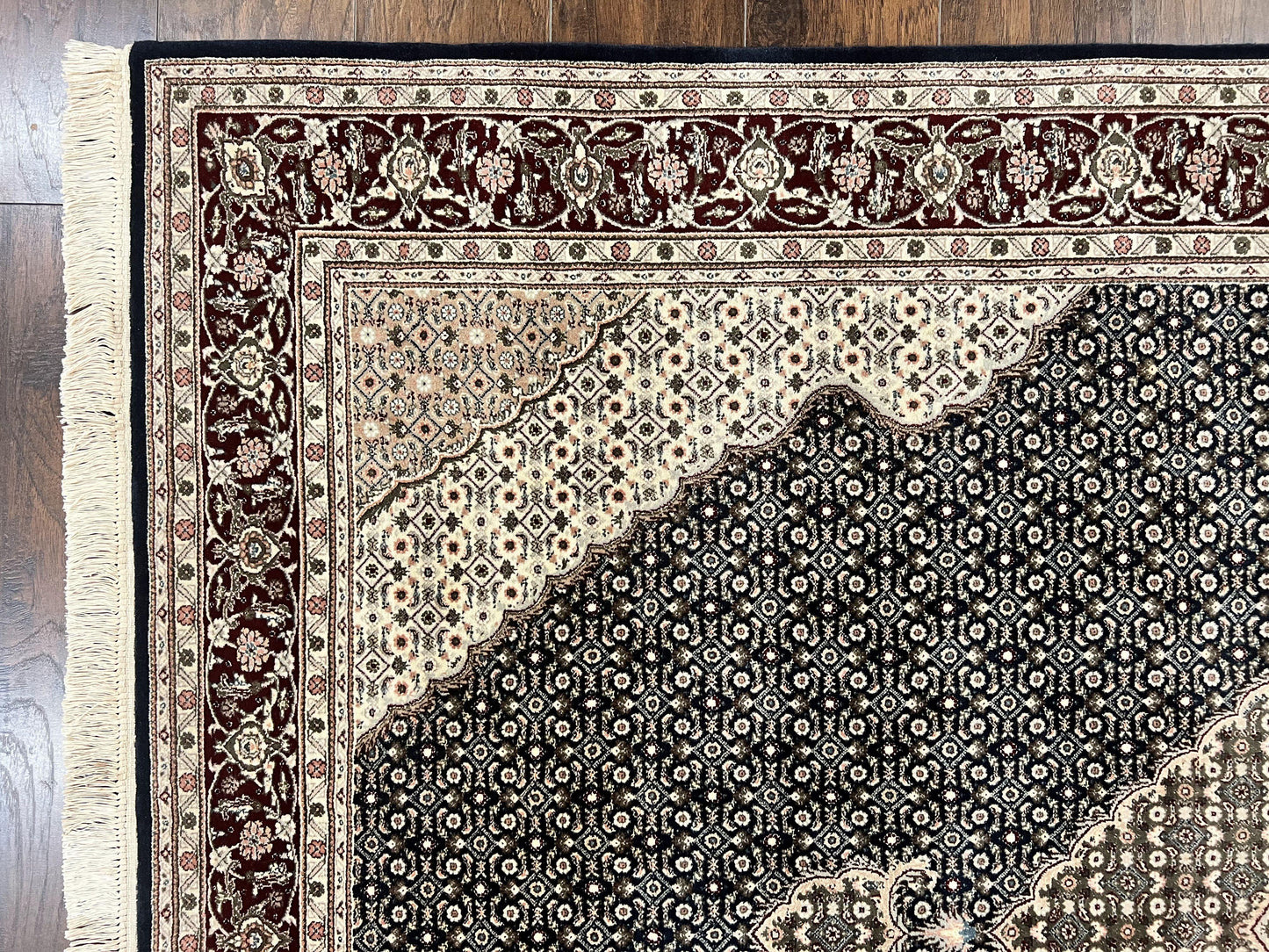 Sino Persian Rug 6x9, Herati Pattern, Vintage Handmade Hand Knotted Wool Oriental Carpet, Fine 6 x 9 Rug, Traditional Rug, Dark Blue Rug