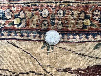 Antique Persian Kirman Rug 2 x 2.5, Small Hand Knotted Wool Carpet, Lavar Rug, Shepherd with Ram Pictorial Rug #1