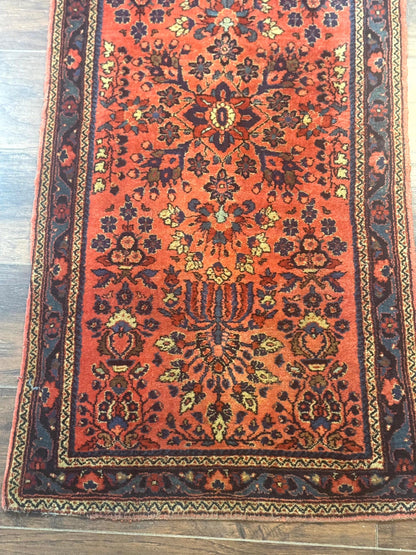 Antique Persian Sarouk Rug 2x4 Hand Knotted Wool Area Rug