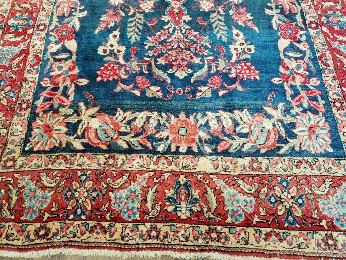 Vintage Turkish Wool Rug 4 By 7 Feet Floral Birds Tree Of Life Blue Red Handmade