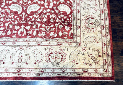 Handmade Pakistani Chobi Rug 8x10 Red Wool Area Rug For Living Room Decor