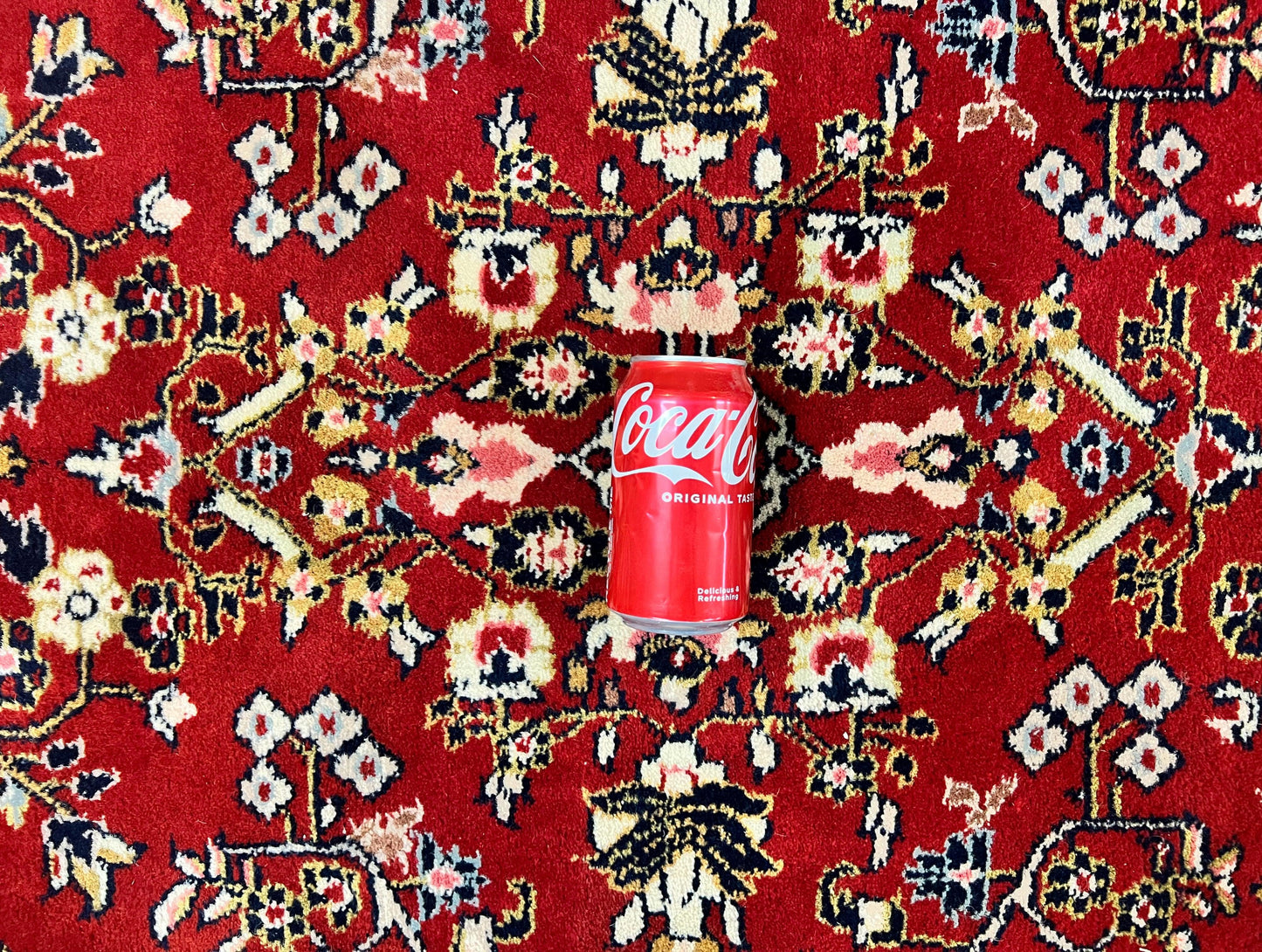 Indo Persian Sarouk Rug 8x10, Red, Floral Allover, Handmade Vintage Wool Carpet, Traditional Rug