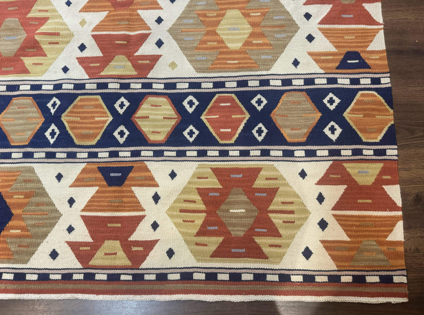 Turkish Kilim Rug 8x11 Handmade Wool Vintage Nourison Area Rug for Living Room