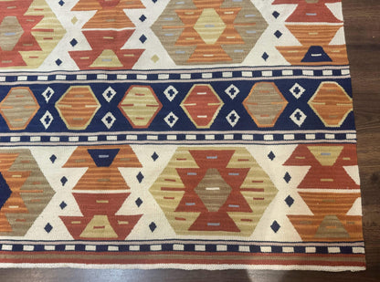 Turkish Kilim Rug 8x11 Handmade Wool Vintage Nourison Area Rug for Living Room