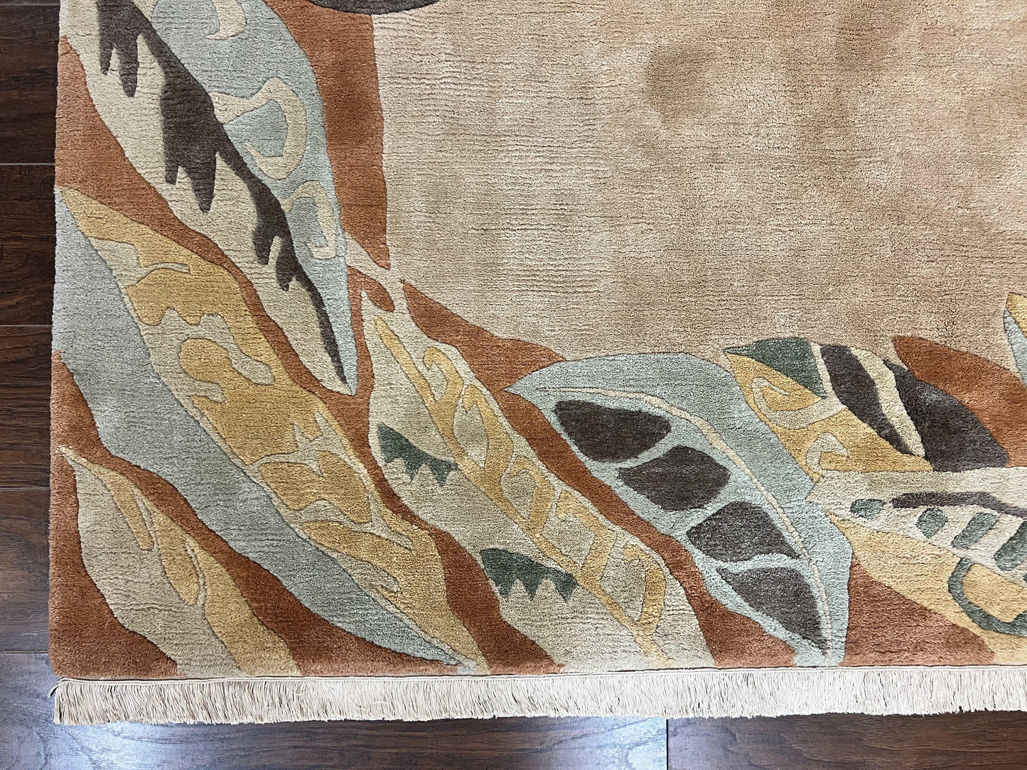 Modern Tibetan Rug 7x10 Handmade Soft Wool Open Field Tufenkian Style Carpet