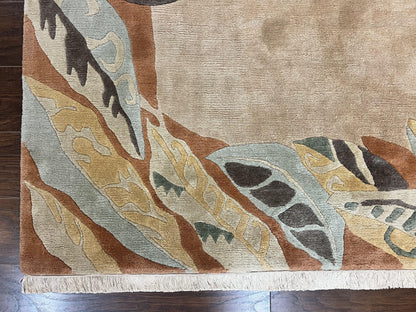 Modern Tibetan Rug 7x10 Handmade Soft Wool Open Field Tufenkian Style Carpet