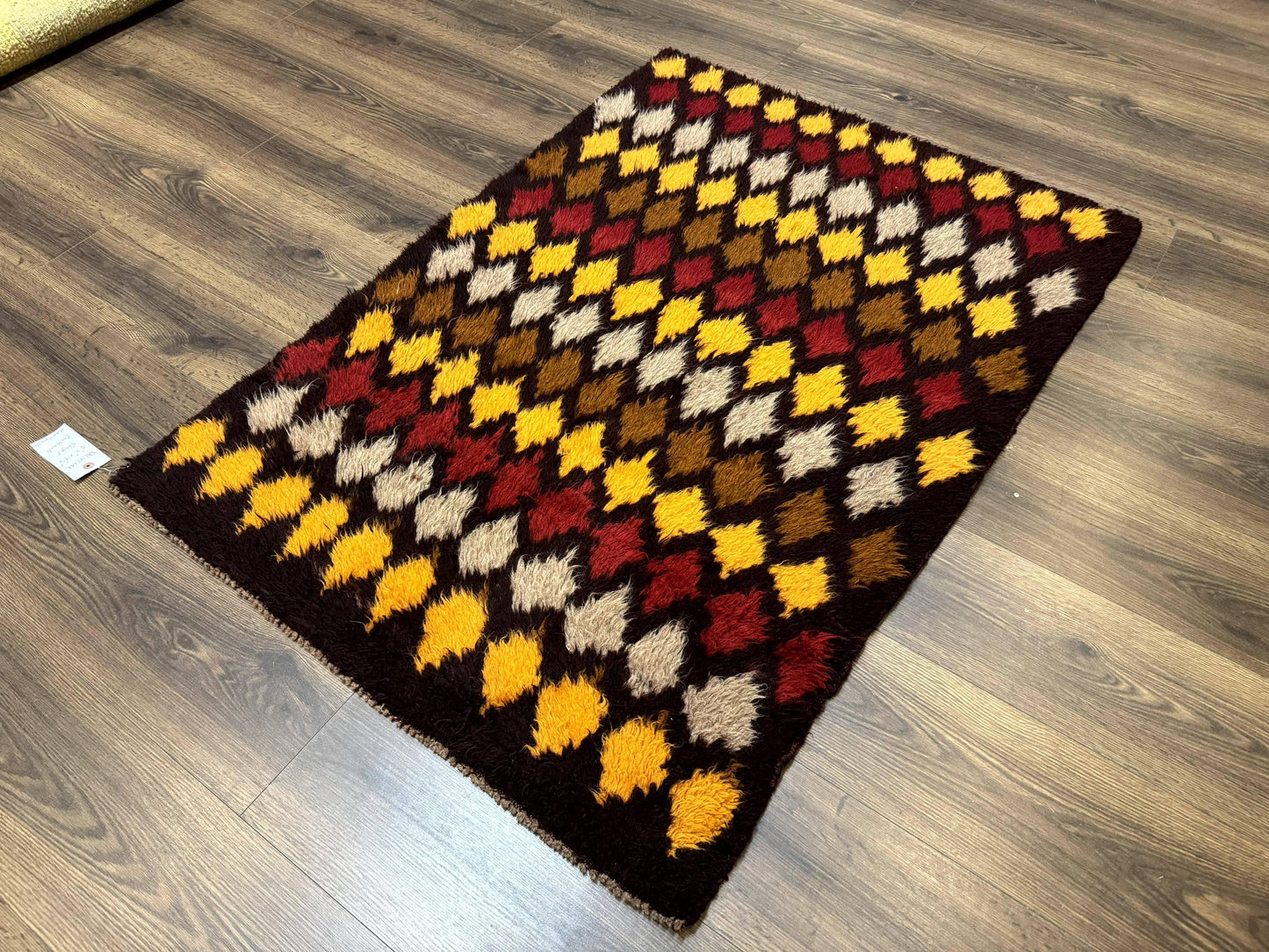 Shaggy Balouch Rug Three By Four Hand Knotted Afghan Wool Tribal Multicolor Area Rug