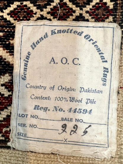 Pakistani Bokhara Rug 4x6 Vintage Handmade Wool Carpet Ivory Turkoman Style