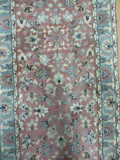 2' 8" X 12' Vintage Handmade India Floral Wool Runner Rug Nice