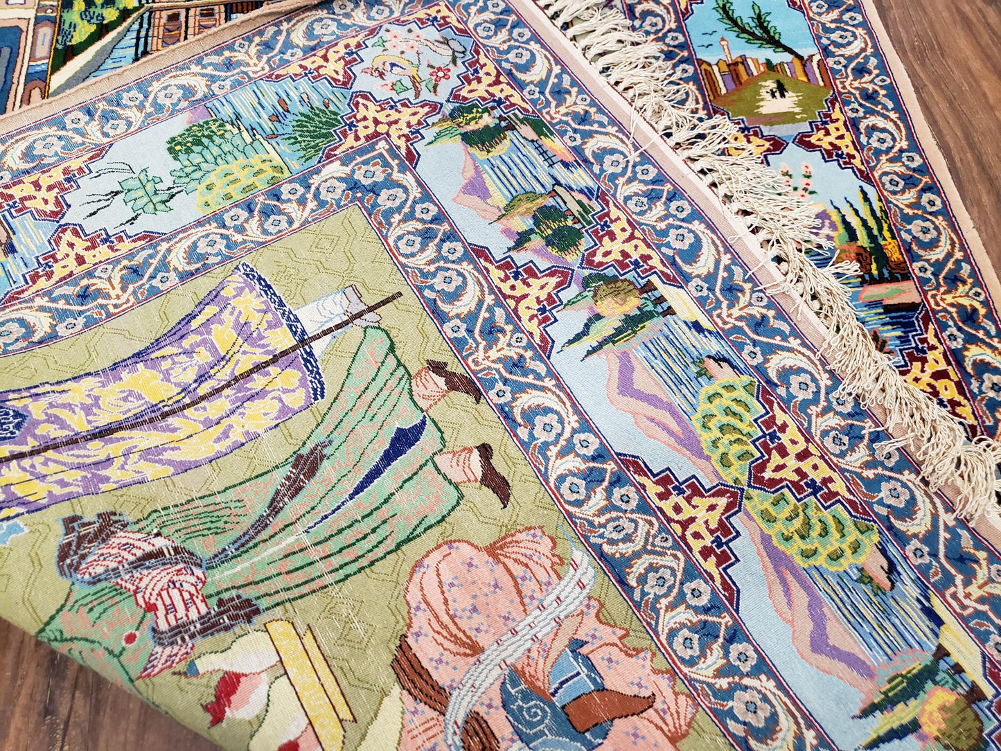 Persian Isfahan Pictorial Rug 3x5 – Kork Wool on Silk