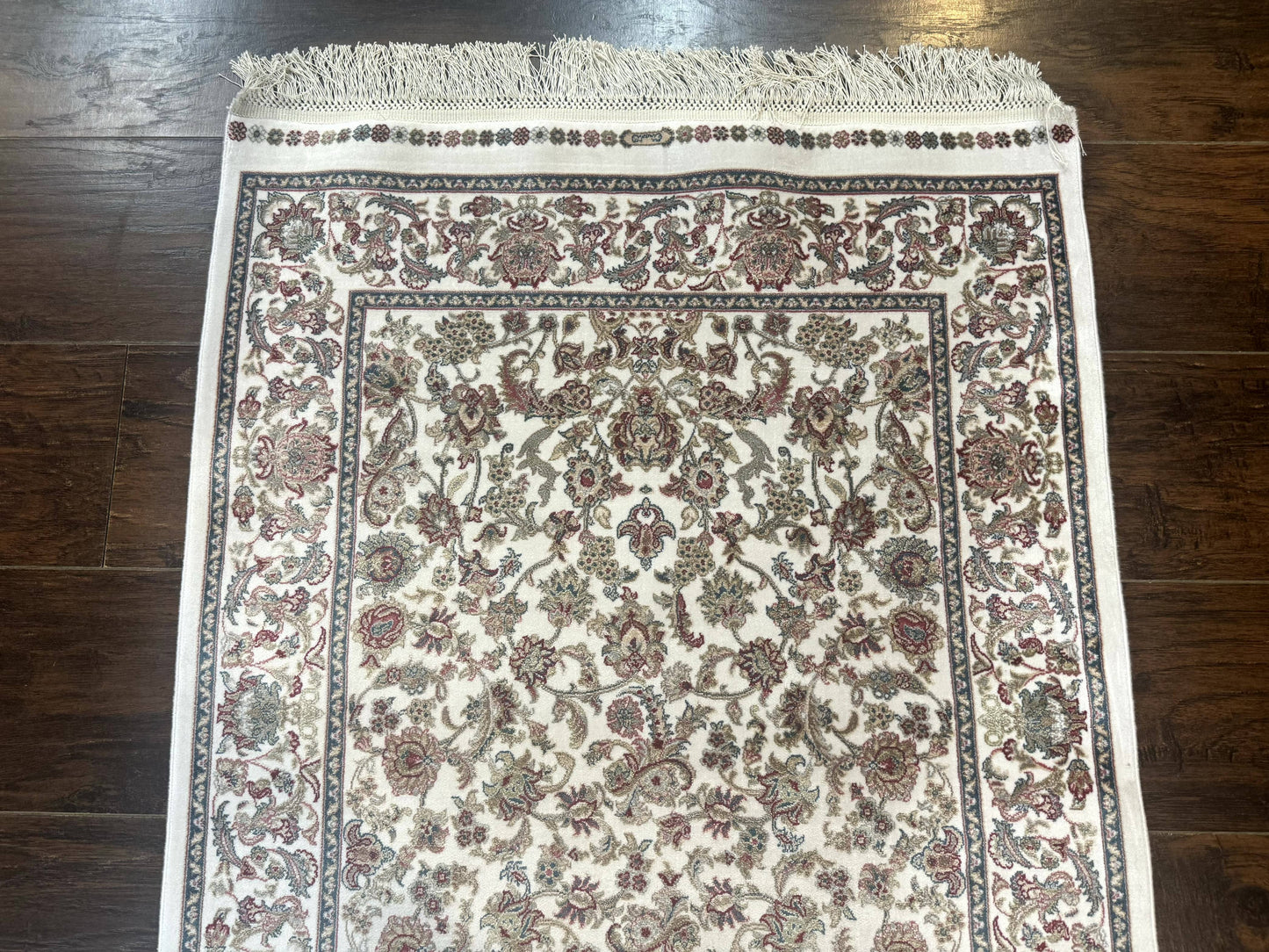 Turkish Silk Rug 2.6 x 4 Ivory Allover Floral Design Bamboo Silk