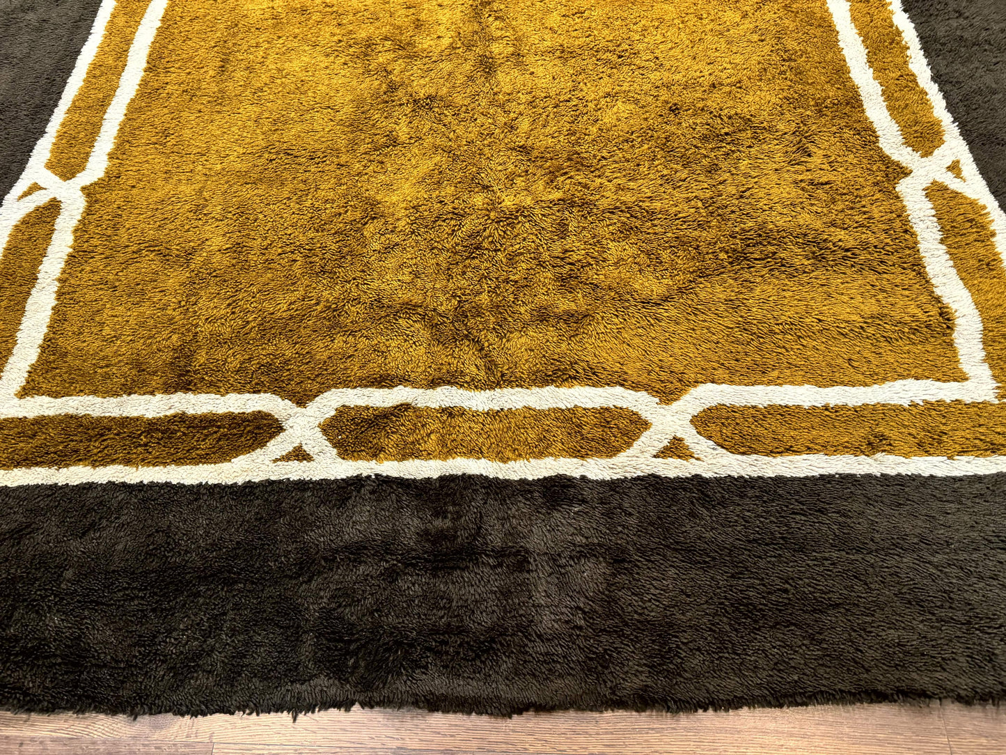 Mid Century Shag Rug 8x11, Large Vintage Shag Rug, Open Field, European Shag Rug