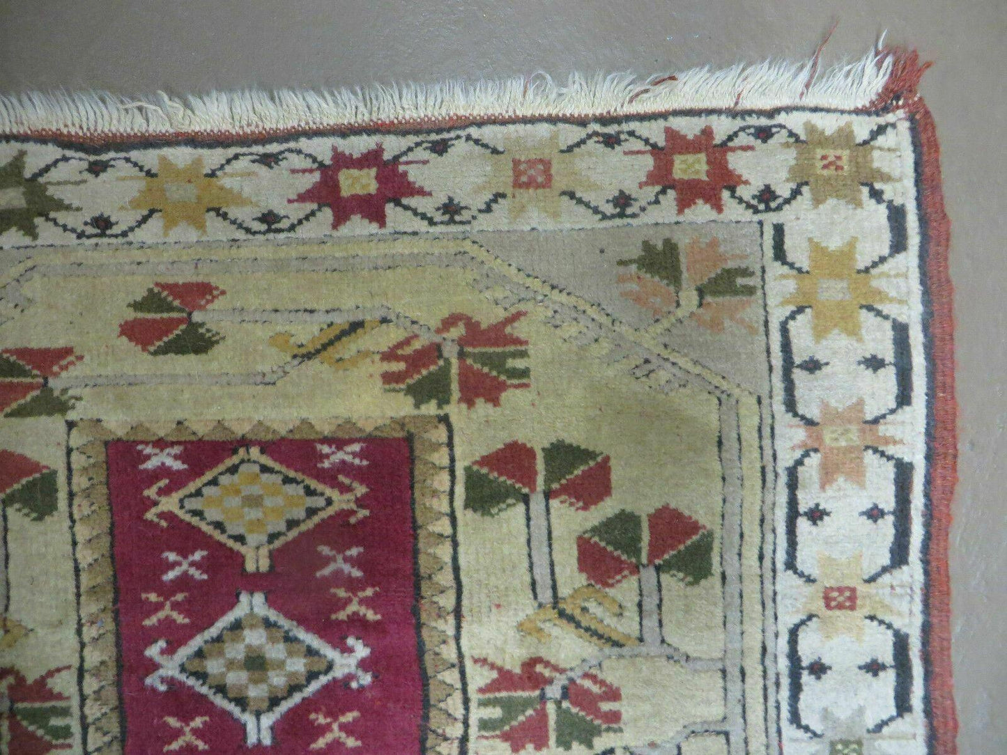 Vintage Turkish Oushak Milas Wool Rug 3x5 Handmade Accent Carpet 1970s
