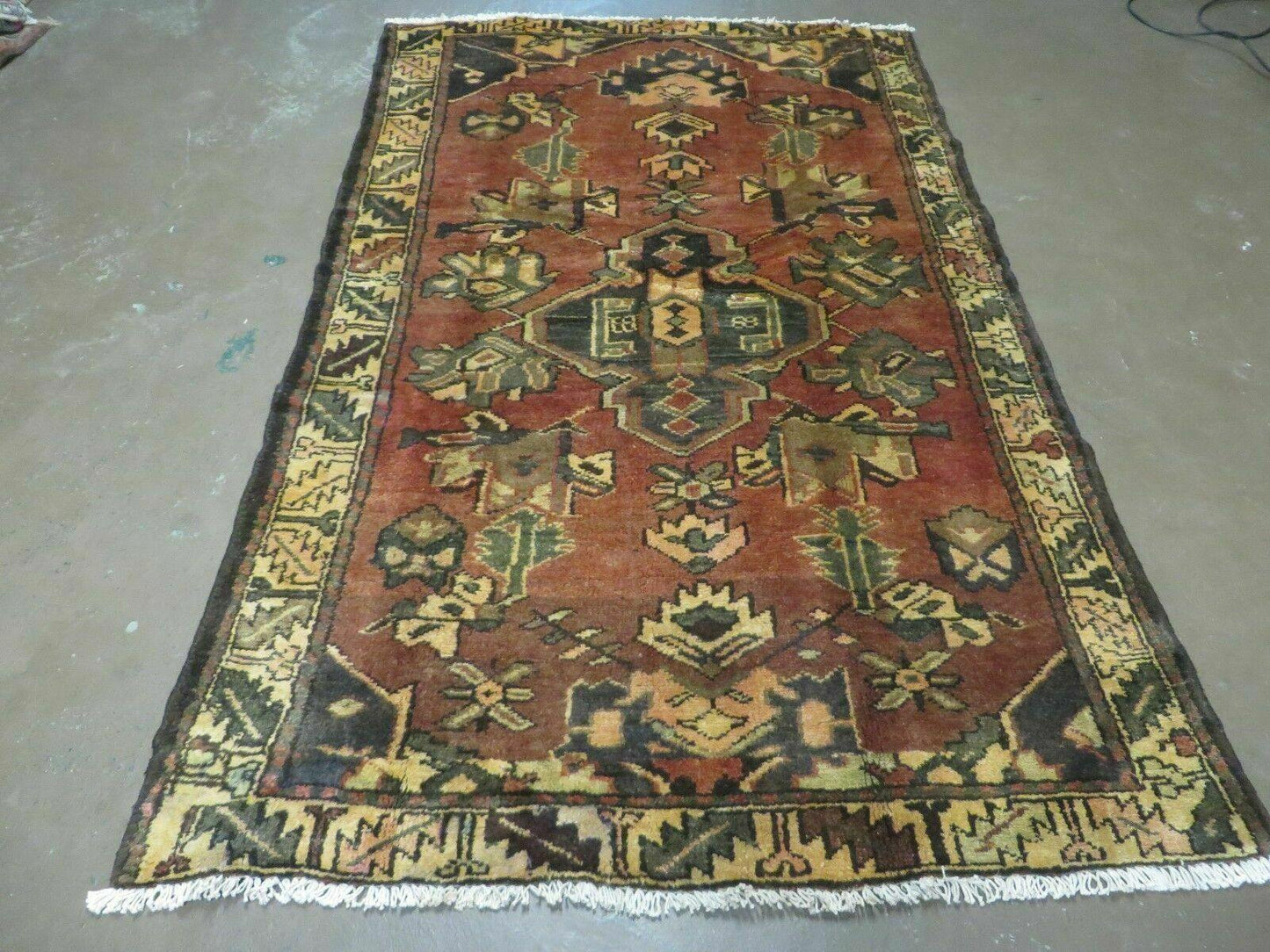 Antique Turkish Wool Rug 4x6 Handmade Vegetable Dye With Rich Pattern