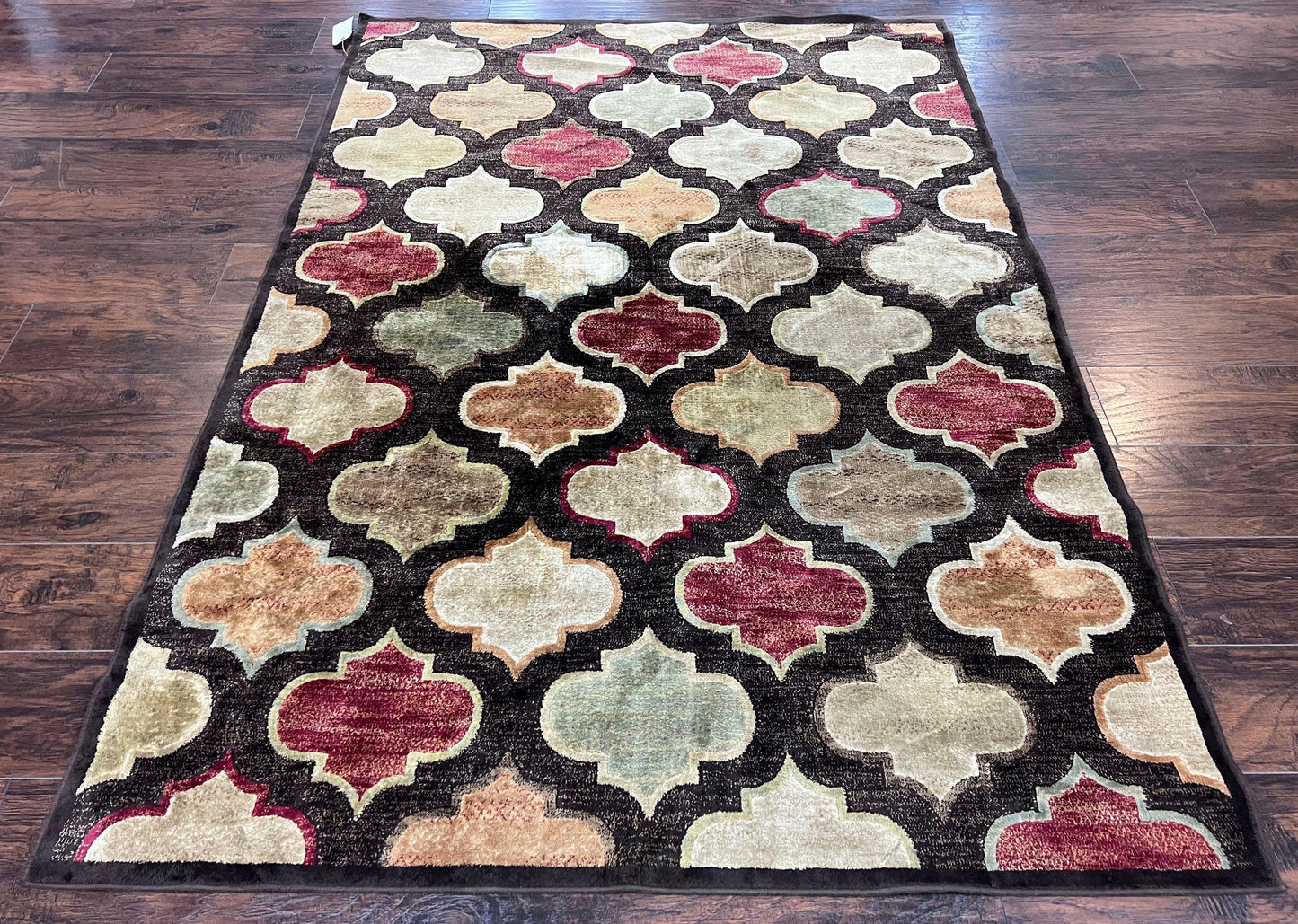Panel Design Rug 5x7, Multicolor Contemporary Area Rug, Small Living Room Rug