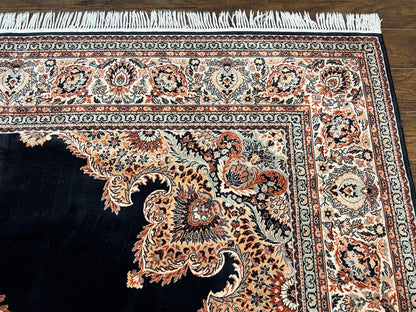 Karastan Rug 10x13, Karastan Ebony Kirman Rug, Room SIzed Wool Pile Vintage Karastan Carpet, Belgium Power Loomed Rug, Black Semi Open Field