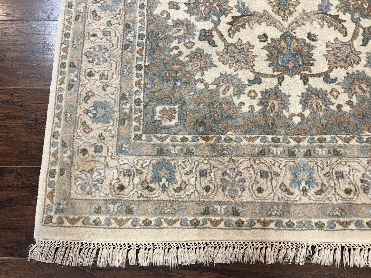 Indo Persian Rug 4x6 Floral Medallion Handmade Wool Beige Vintage Carpet