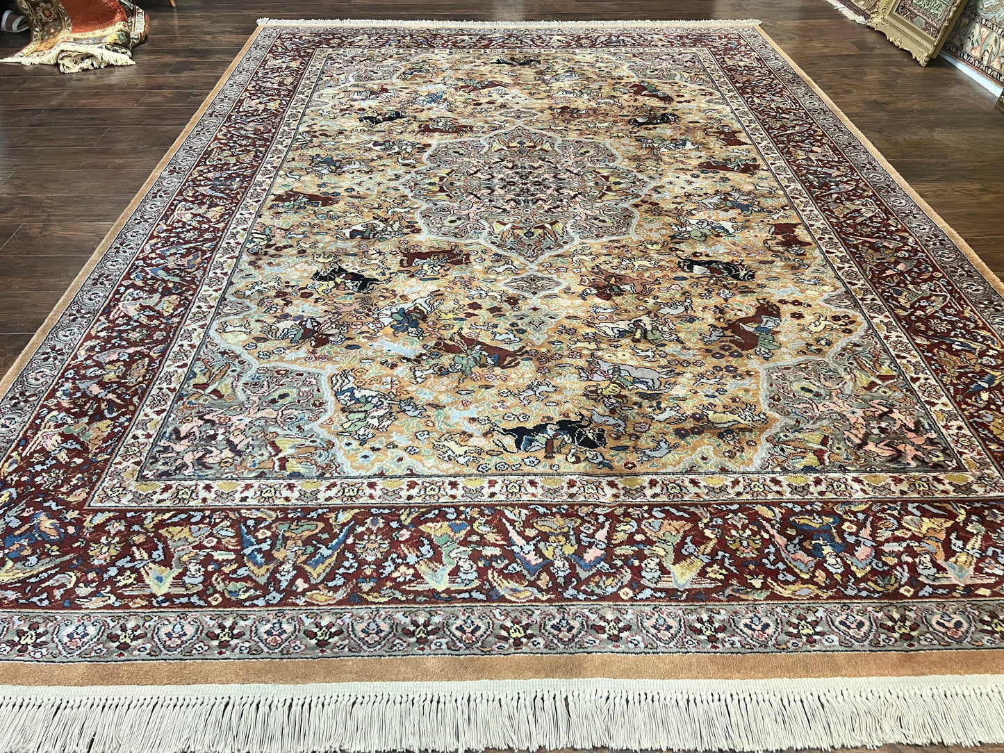 Karastan Rug 8.8 x 12 Persian Hunting Rug #723, Wool Pile