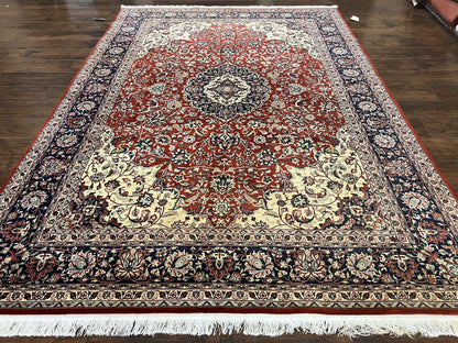 Hand Knotted Persian Rug 7x10 Vintage Wool Floral Medallion Carpet