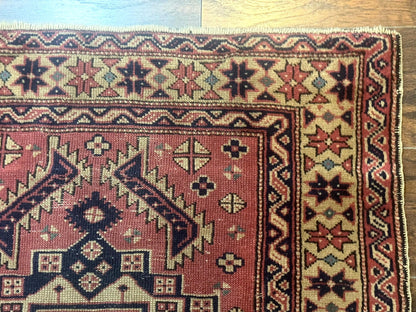 Antique Turkish Sparta Rug 3x6 Handmade Wool Kilim With Caucasian Kazak Pattern