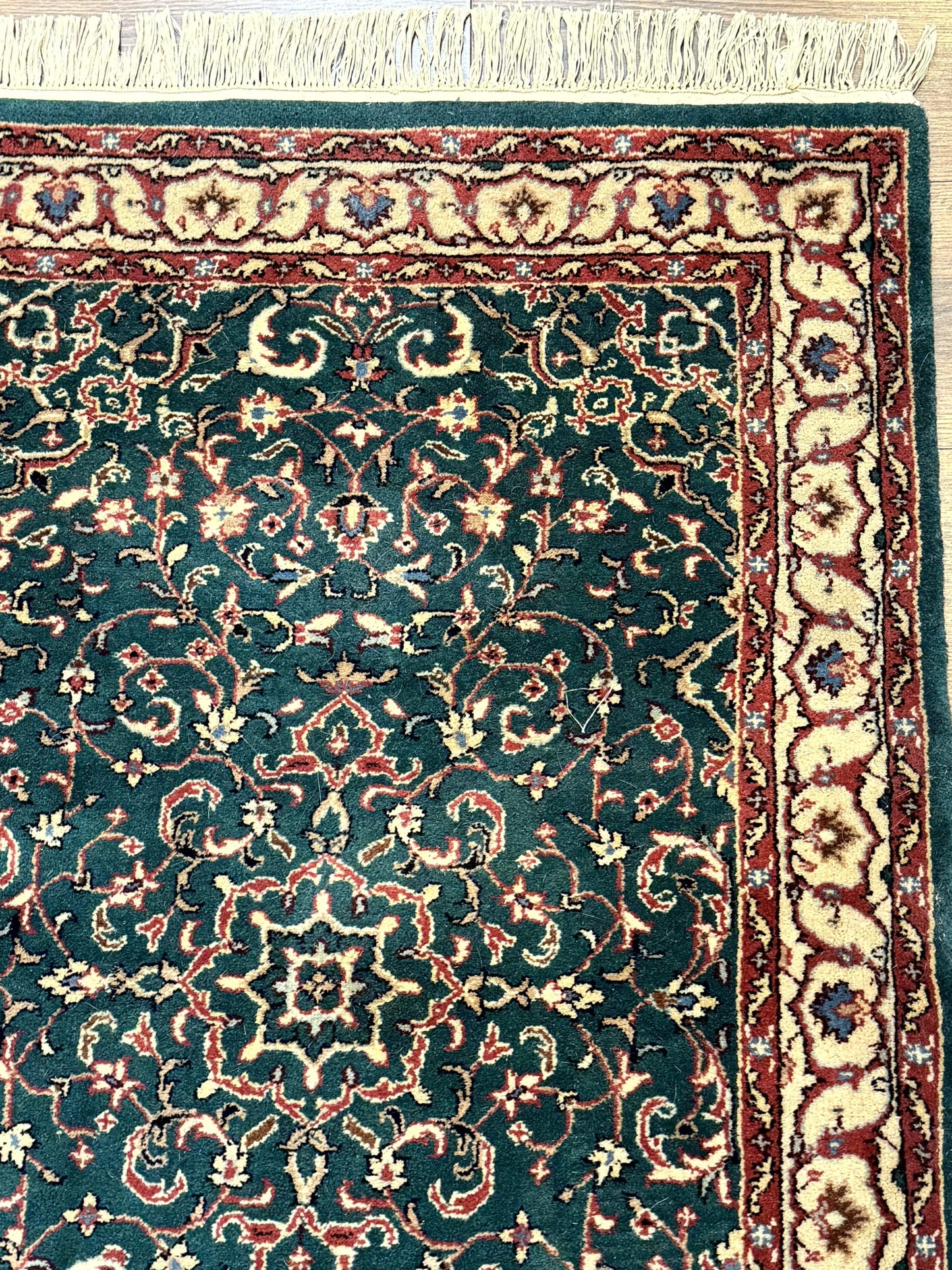 Indo Persian Rug Dark Green Hand Knotted Wool Area Rug 2.5x4 Small Oriental Carpet
