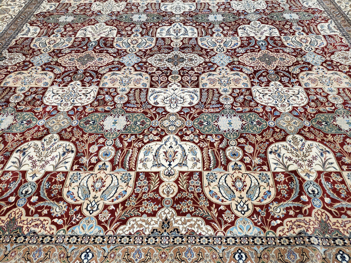 Persian Nain Rug 11x15 – Wool on Silk, Hand-Knotted, Signed Masterpiece