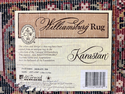 Karastan Rug 4x6, Williamsburg Herati #558, Wool Karastan Carpet, Vintage Karastan Persian Area Rug, Wool Pile