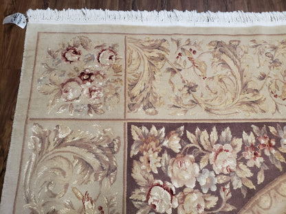 Chinese Aubusson Savonnerie Wool Silk Hand Knotted Rug 8x12 Birds Flowers Master Weaver Signature