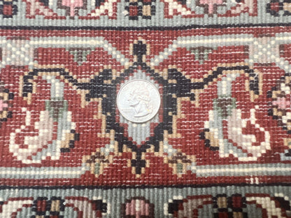 Indo Persian Rug 3x4 Herati Allover Handmade Wool Midnight Blue and Red