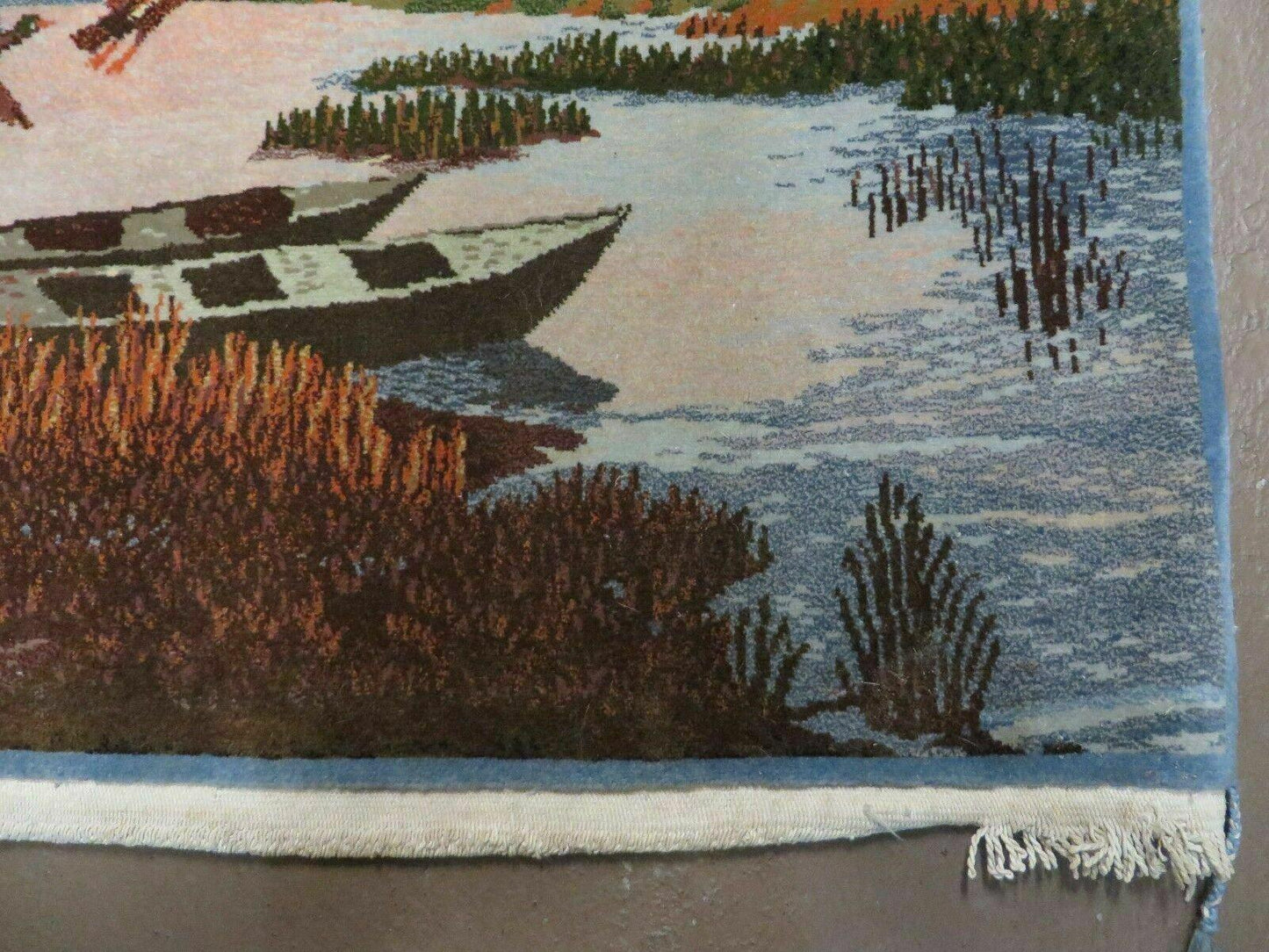 Vintage Handmade Pakistan Pictorial Rug With Birds And Trees 2x3 Feet