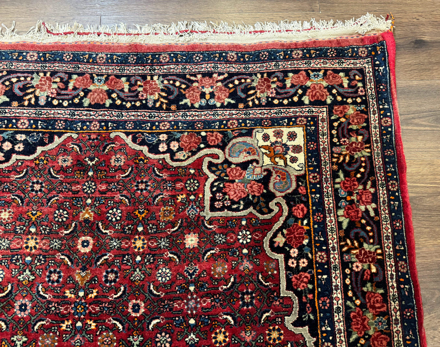 Antique Persian Rug 5x7, Red, Fine 260 KPSI, Bidjar Carpet