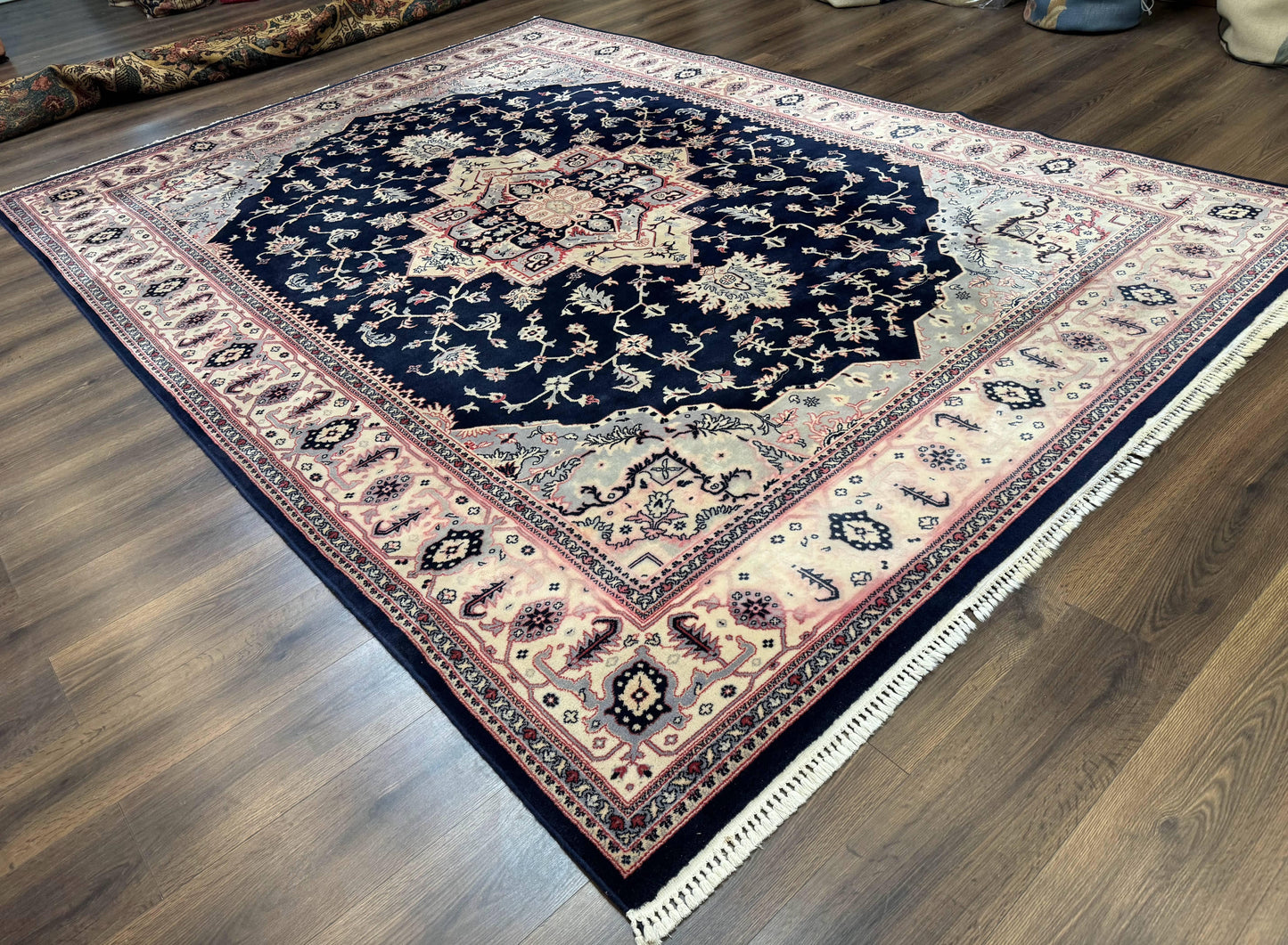 Karastan Rug Navy Serapi Kara Shah Wool Rug 8x11 Vintage Area Rug