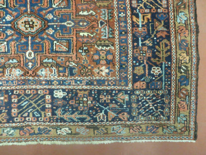 Persian Karajeh Rug 5x6 Antique Geometric Medallion Hand Knotted Wool Carpet