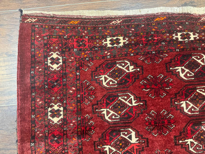 Antique Afghan Turkoman Mafrash Rug 3x5 Red Hand Knotted Wool Tribal Collectible