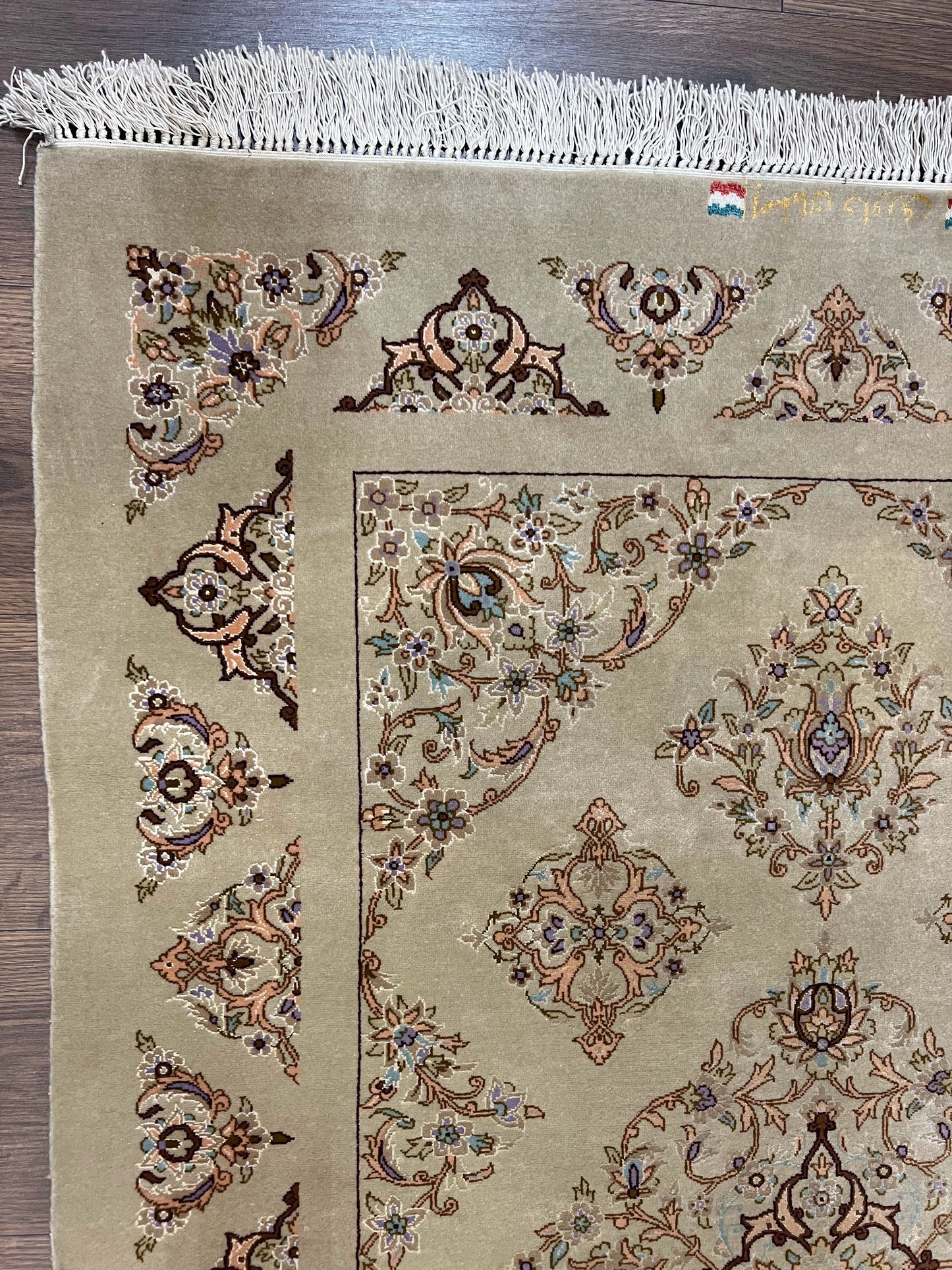 Persian Isfahan Rug 3x5 Hand Knotted With Kork Wool Silk Foundation Gray Taupe Vintage Oriental Carpet 60 Raj 460 KPSI