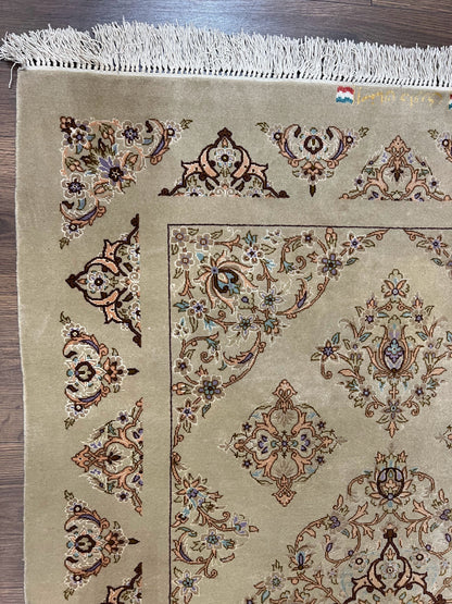 Persian Isfahan Rug 3x5 Hand Knotted With Kork Wool Silk Foundation Gray Taupe Vintage Oriental Carpet 60 Raj 460 KPSI